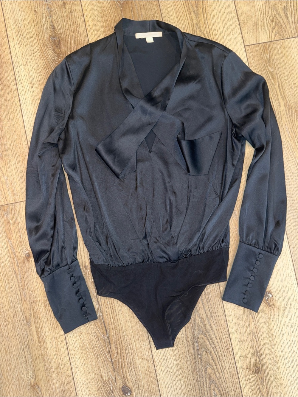 Jonathan Simkhai Tie Neck Long Sleeve Brief Bodysuit